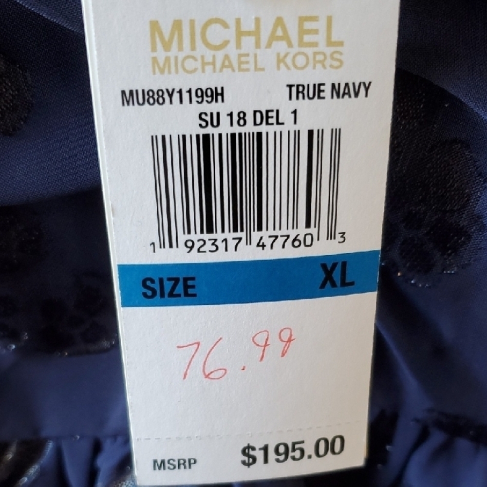 Michael Kors Navy Blue Sleeveless Tiered Midi Dress And Sweater Xl - Picture 5 of 13
